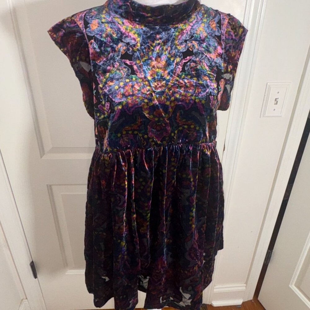 Free People Purple Paisley Velvet Mini Dress - Picture 14 of 15